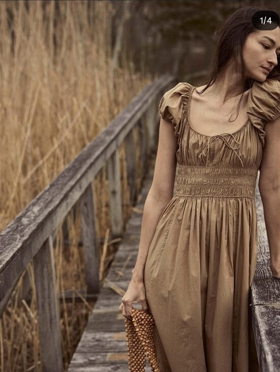 Doen Dresses & Skirts - Doen Quinn in prairie sands xlarge midi dress bohemian organic cotton minimalist